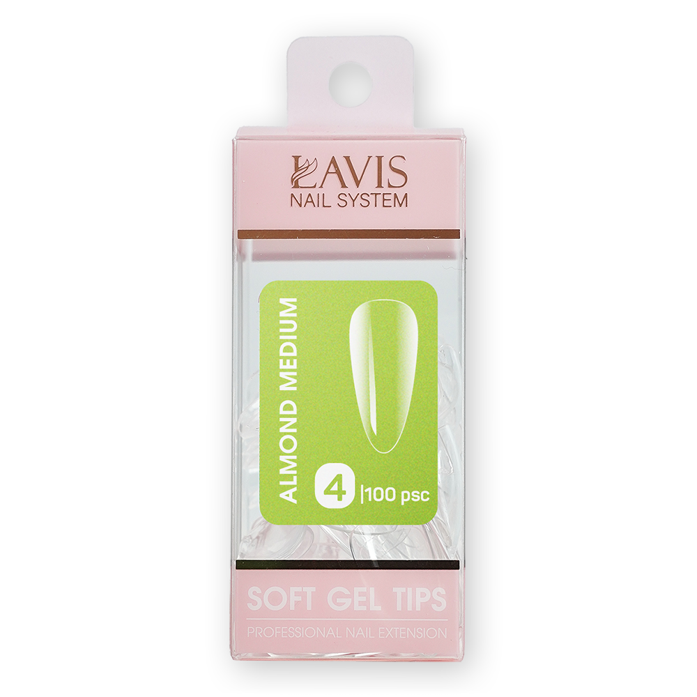 LAVIS Almond Medium - 4 (100 pcs) - Soft Gel Tips