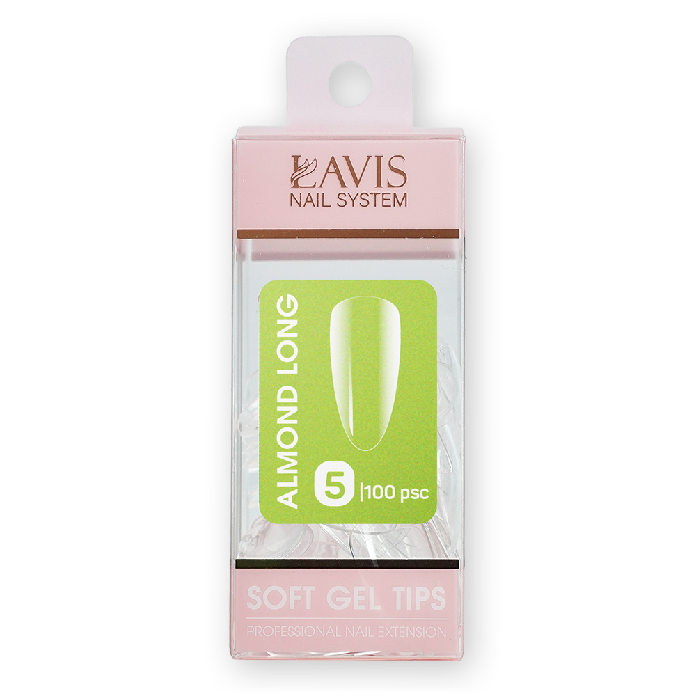 LAVIS Almond Long - 5 (100 pcs) - Soft Gel Tips