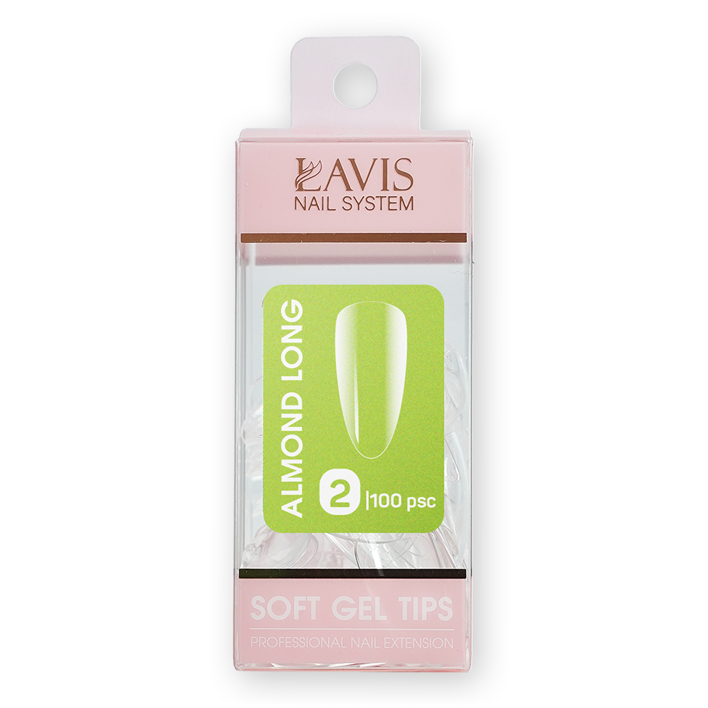 LAVIS Almond Long - 2 (100 pcs) - Soft Gel Tips