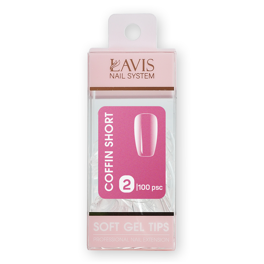 LAVIS Coffin Short - 2 (100 pcs) - Soft Gel Tips