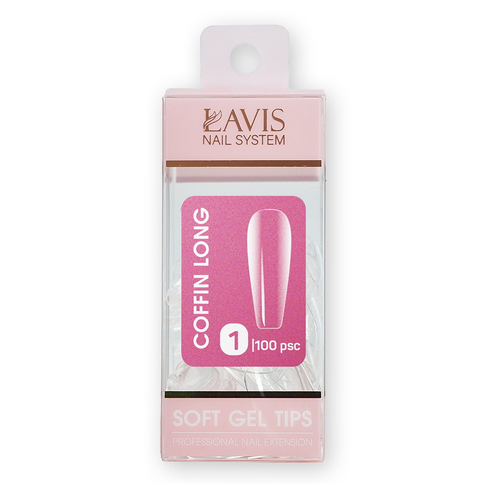 LAVIS Coffin Long - 1 (100 pcs) - Soft Gel Tips Refill