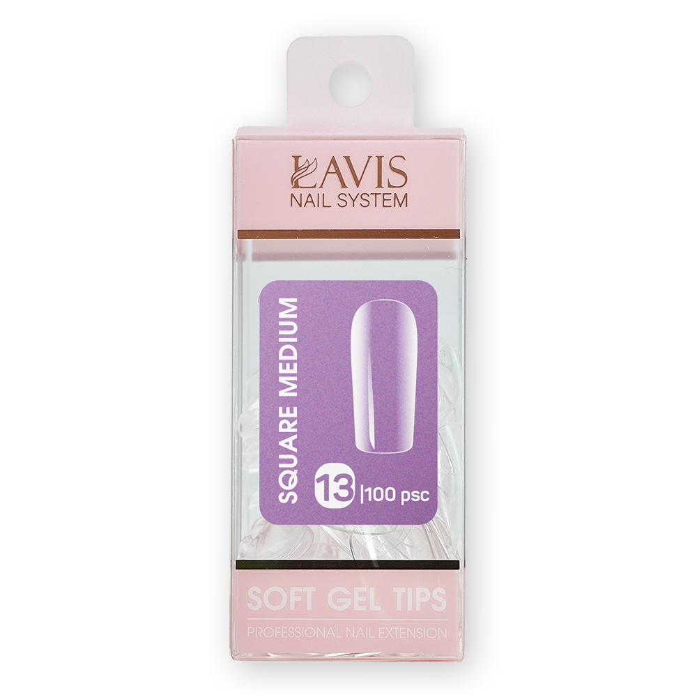 LAVIS Square Medium - 13 (100 pcs) - Soft Gel Tips