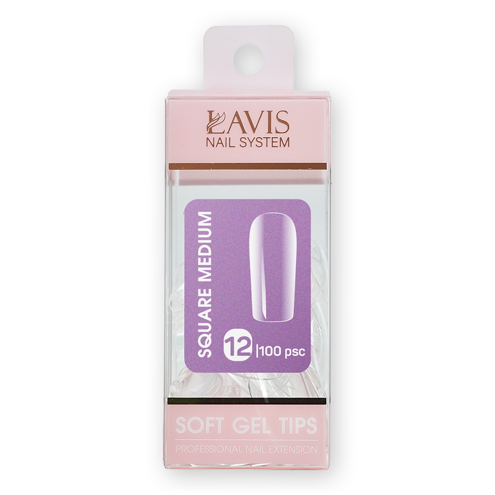 LAVIS Square Medium - 12 (100 pcs) - Soft Gel Tips