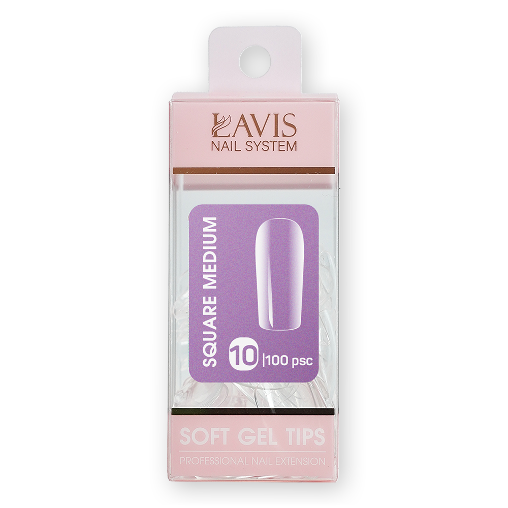 LAVIS Square Medium - 10 (100 pcs) - Soft Gel Tips