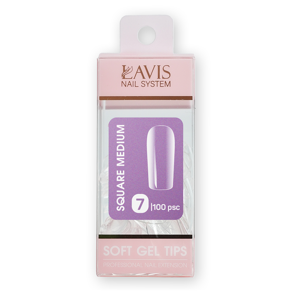 LAVIS Square Medium - 7 (100 pcs) - Soft Gel Tips