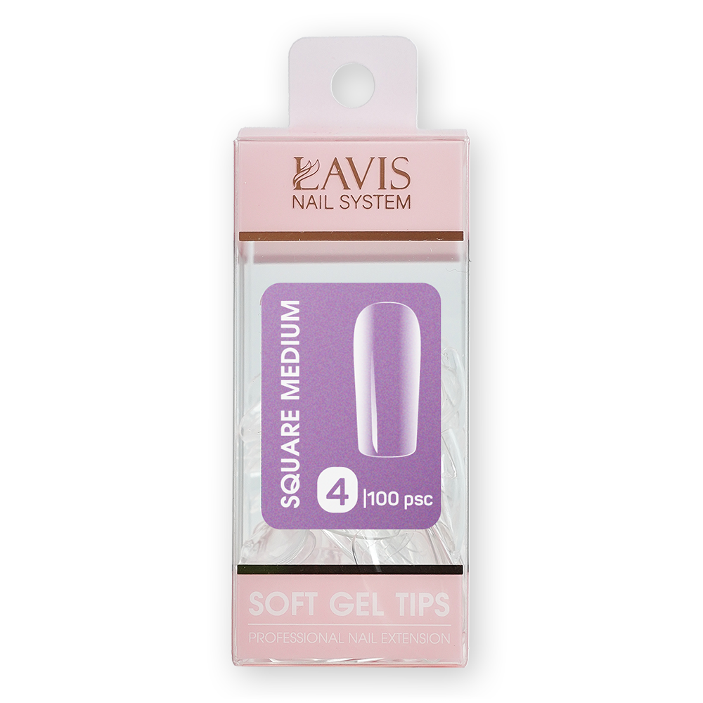 LAVIS Square Medium - 4 (100 pcs) - Soft Gel Tips