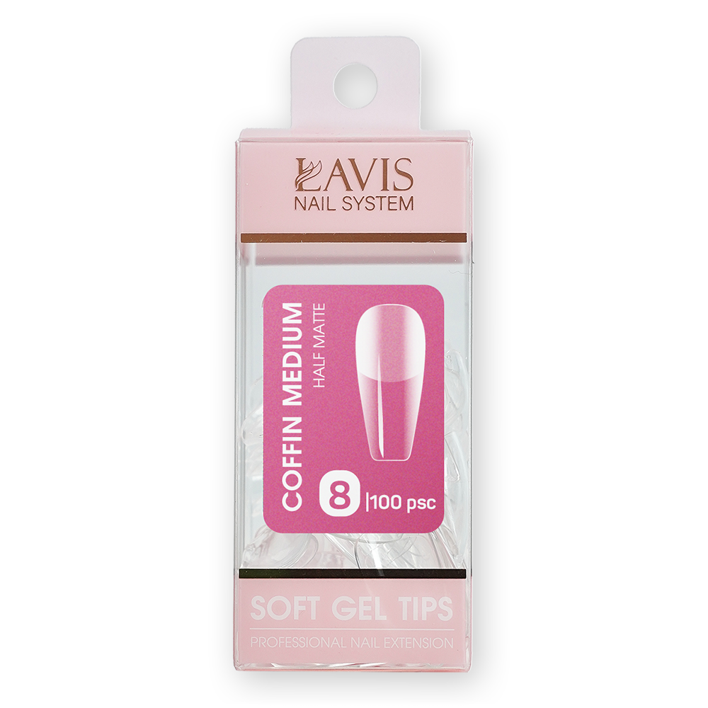 LAVIS Coffin Medium HM - 8 (100 pcs) - Soft Gel Tips