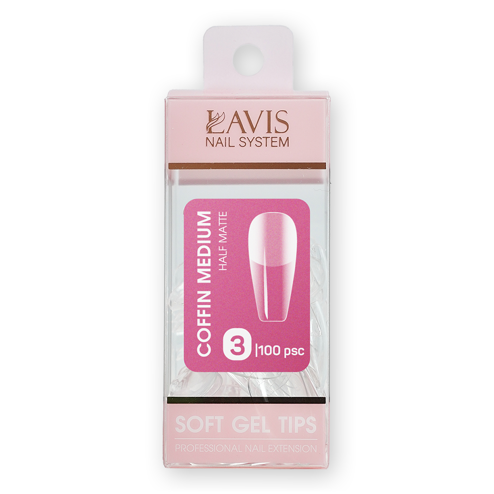 LAVIS Coffin Medium HM - 3 (100 pcs) - Soft Gel Tips