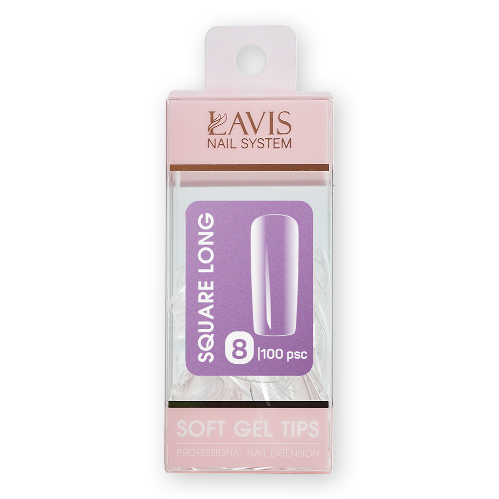 LAVIS Square Long - 8 (100 pcs) - Soft Gel Tips