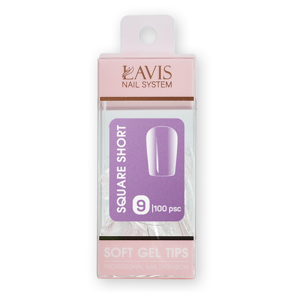 LAVIS Square Short - 9 (100 pcs) - Soft Gel Tips