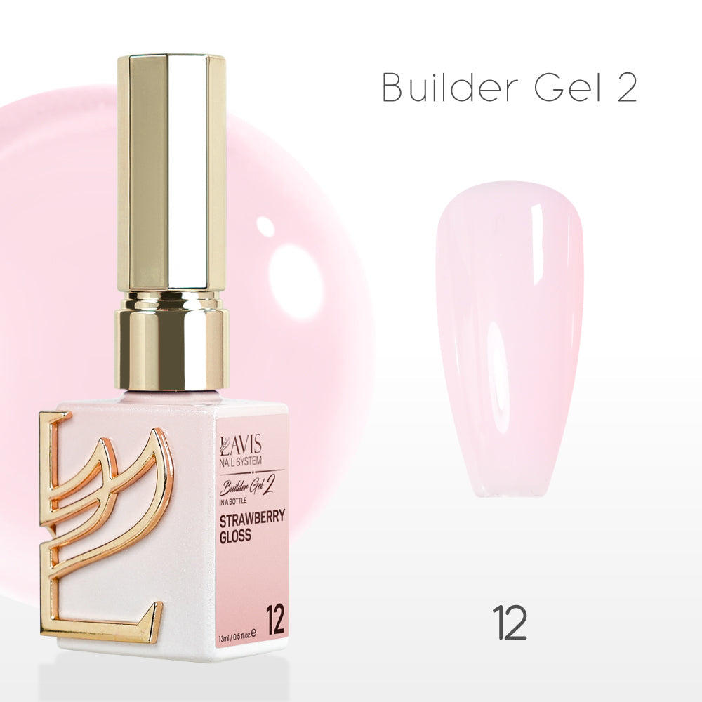 LAVIS Builder Gel 2 - 12 Strawberry Gloss - Gel Polish 15ml