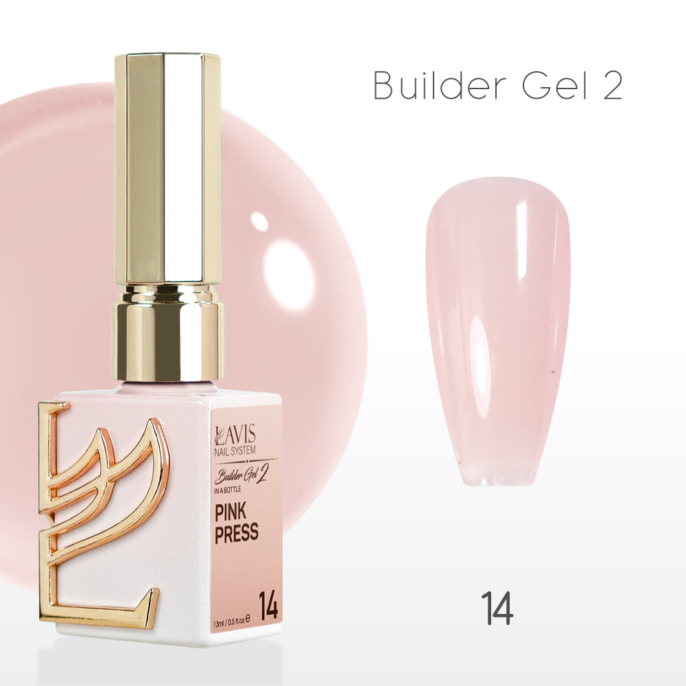 LAVIS Builder Gel 2 - 14 Pink Press - Gel Polish 15ml