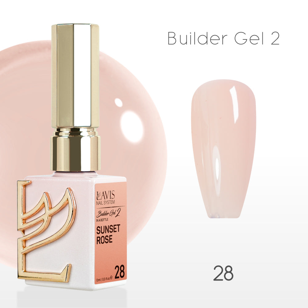 LAVIS Builder Gel 2 - 28 Sunset Rose - Gel Polish 15ml