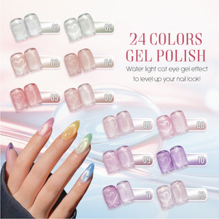 LAVIS Cat Eyes C09 - Set 24 Colors - Gel Polish 0.5 oz - Morning Dewdrop Collection