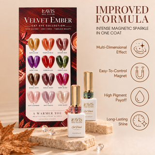 LAVIS Cat Eye - Set 12 Colors - Gel Polish 0.5 oz - Velvet Ember Collection