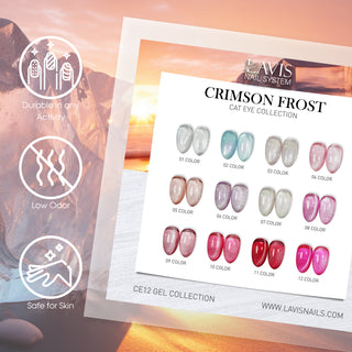 LAVIS Cat Eyes CE12 - Gel Polish 0.5 oz - Crimson Frost Collection