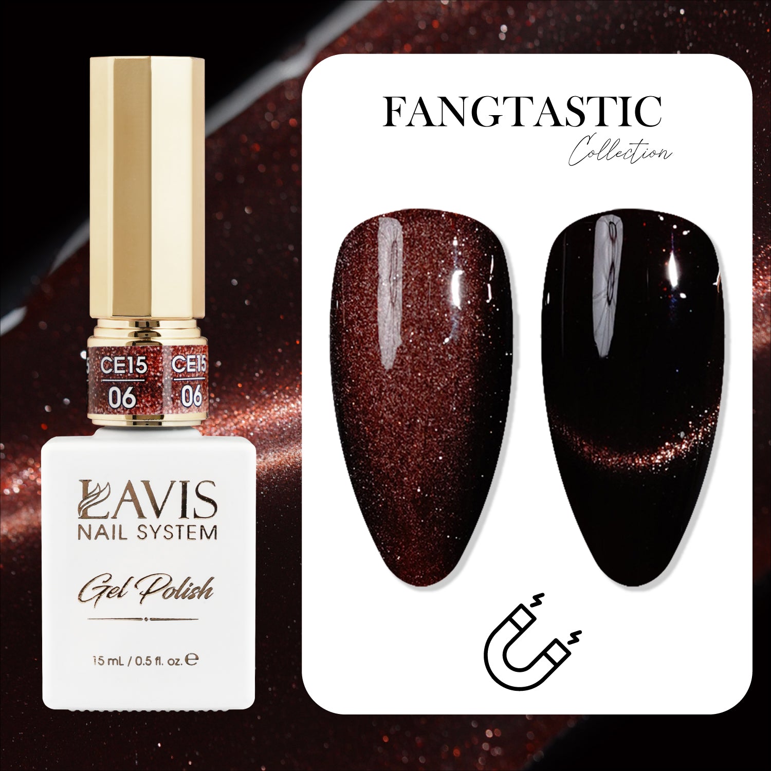 LAVIS Cat Eyes CE15 - Set 12 Colors - Gel Polish 0.5 oz - Fangtastic Collection