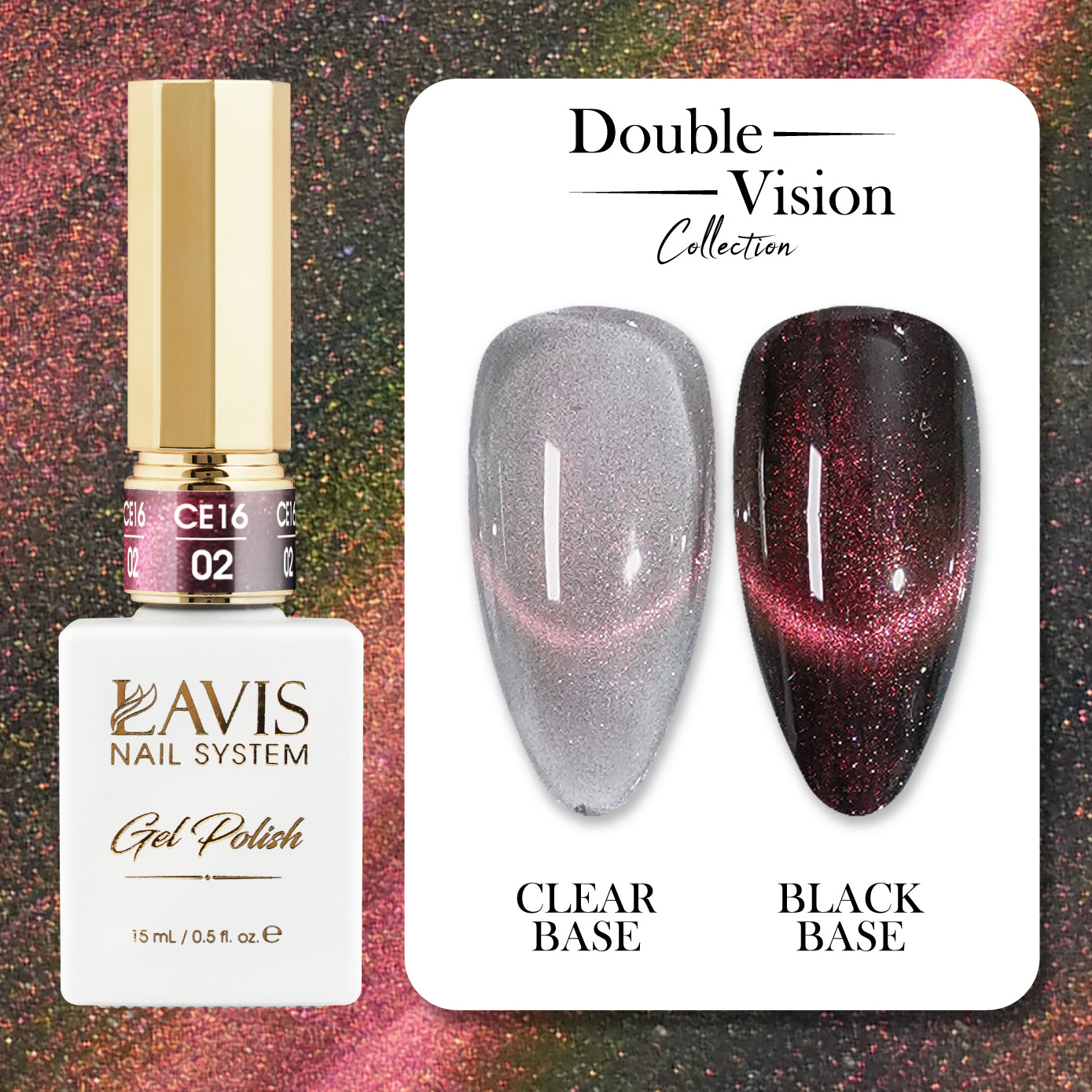 LAVIS Cat Eyes CE16 - 02 - Gel Polish 0.5 oz - Double Vision Collection