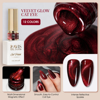 LAVIS Cat Eye - Set 12 Colors - Gel Polish 0.5 oz - Velvet Glow Collection