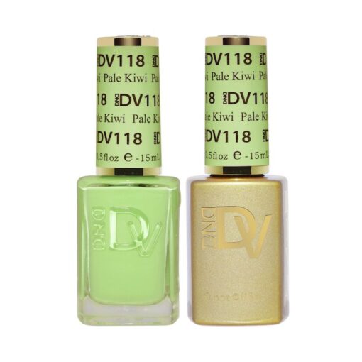 DND DV 118 Pale Kiwi - DND Diva Gel Polish & Matching Nail Lacquer Duo Set