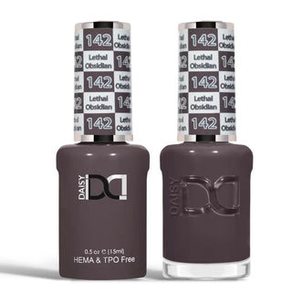 DND HEMA & TPO Free Gel Nail Polish Duo - 142 - Lethal Obsidian - Gray Colors - 0.5 oz