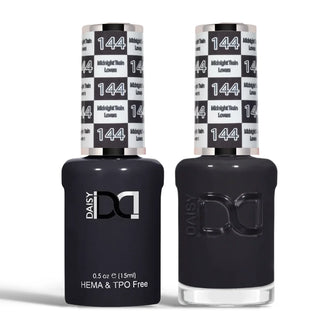 DND HEMA & TPO Free Gel Nail Polish Duo - 144 - Midnight Train Lovers - Black Colors - 0.5 oz