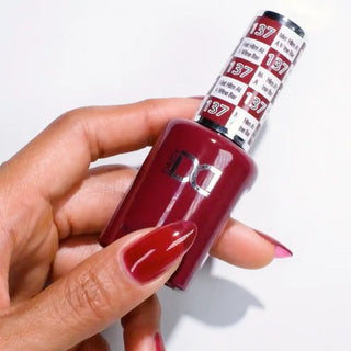 DND HEMA & TPO Free Gel Nail Polish Duo - 137 - Met Him At A Wine Bar - Red Colors - 0.5 oz