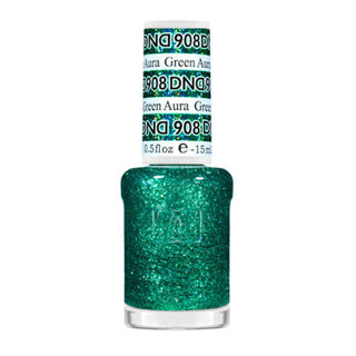 DND Gel Nail Polish Duo - 908 Green Aura - DND Super Glitter Collection