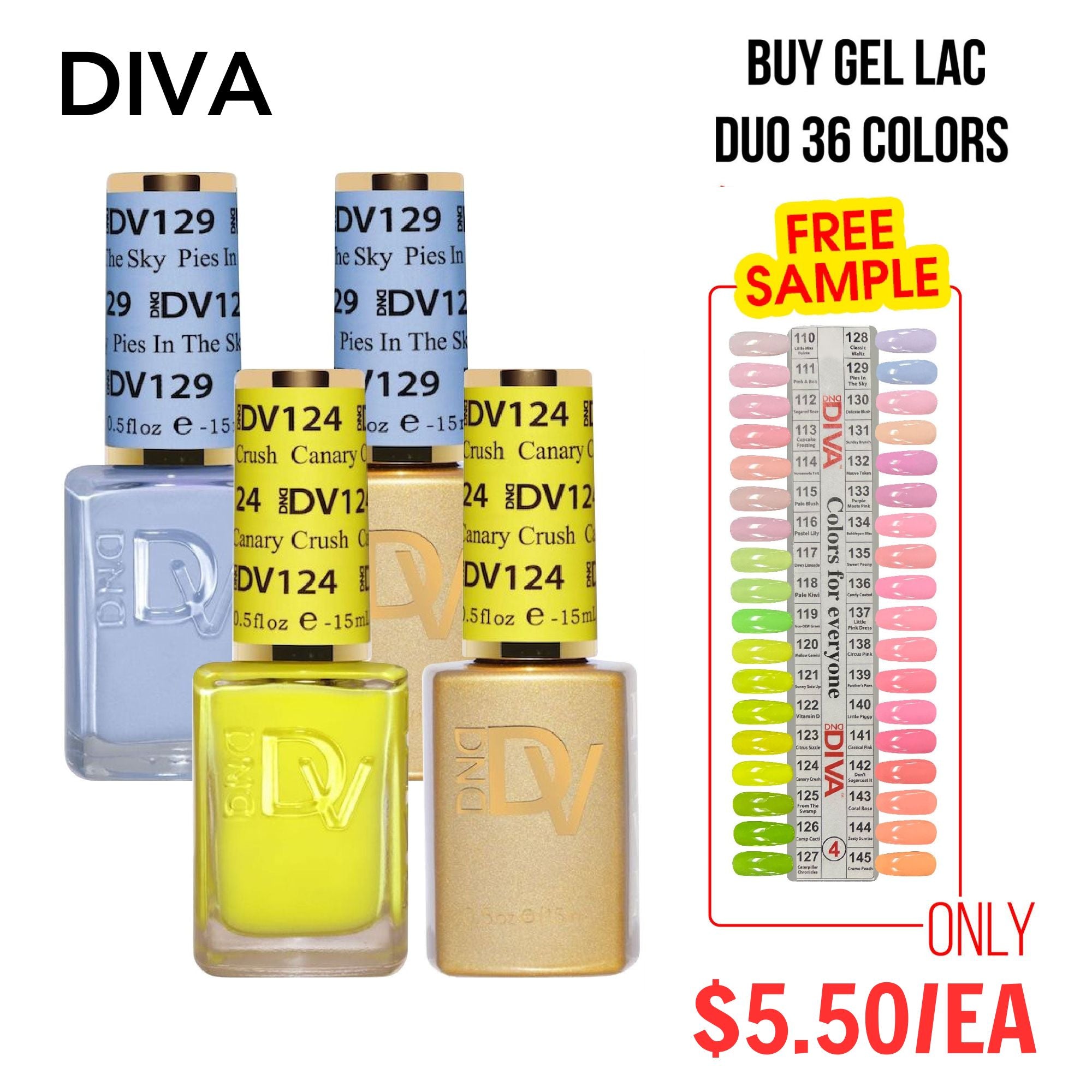 DND DV Part 4 - Set 36 Colors DND Diva Gel Polish & Matching Nail Lacquer Duo Set