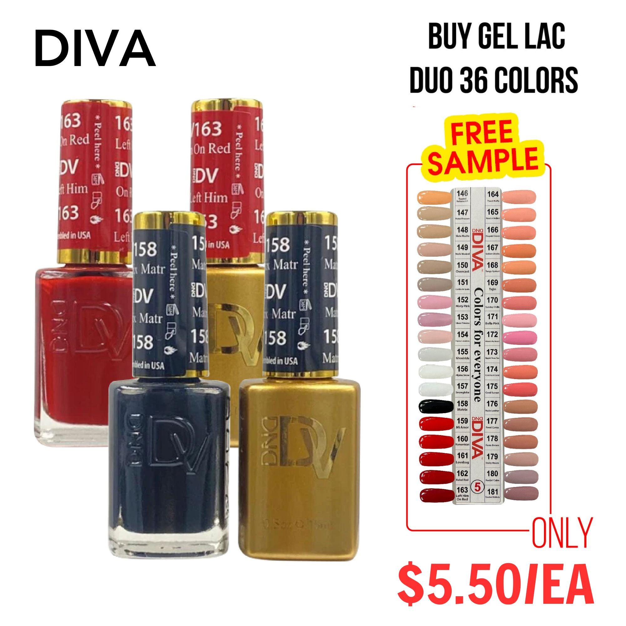 DND DV Part 5 - Set 35 Colors DND Diva Gel Polish & Matching Nail Lacquer Duo Set