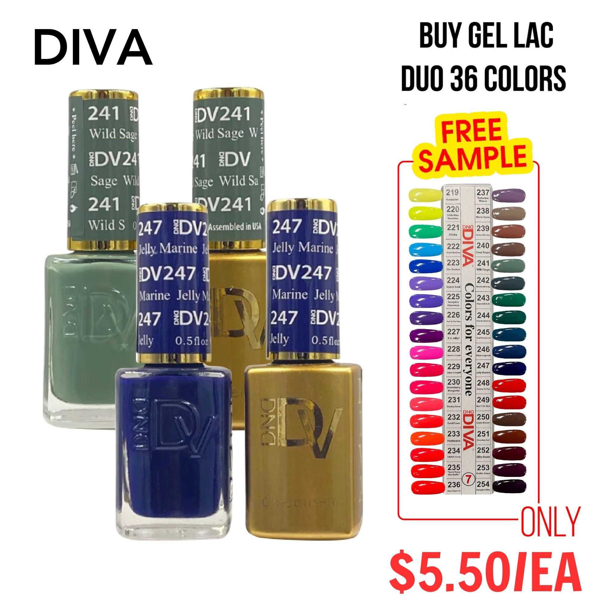 DND DV Part 7 - Set 36 Colors DND Diva Gel Polish & Matching Nail Lacquer Duo Set