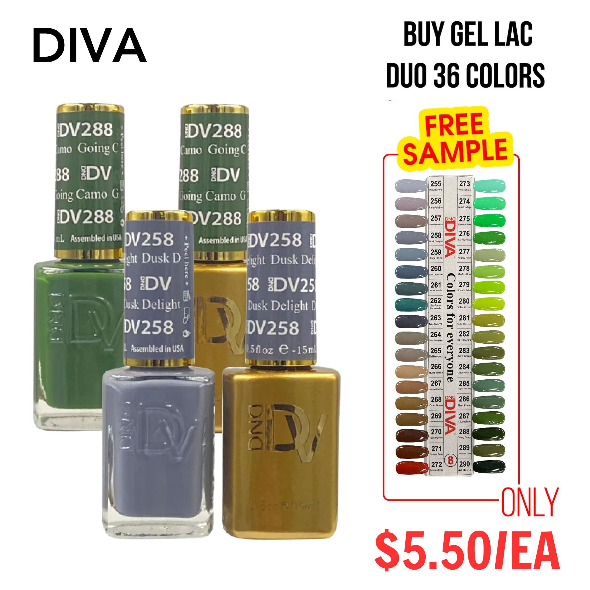 DND DV Part 8 - Set 36 Colors DND Diva Gel Polish & Matching Nail Lacquer Duo Set