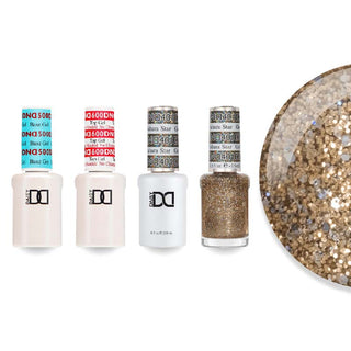 DND Gel & Lacquer Combo - Base Top Gel & 401 Gold, Golden Sahara Star
