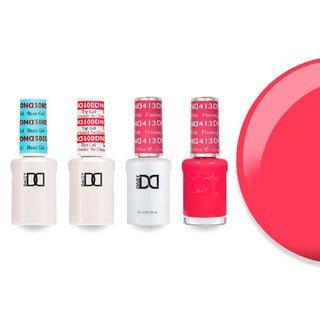DND 413 Flamingo Pink - #500 Base, #600 Top, Gel & Lacquer Combo