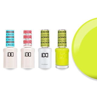 DND 424 Lemon Juice - #500 Base, #600 Top, Gel & Lacquer Combo