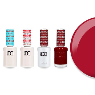 DND 429 Boston University Red - #500 Base, #600 Top, Gel & Lacquer Combo