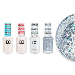 DND Gel & Lacquer Combo - Base Top Gel & 442 Silver Star