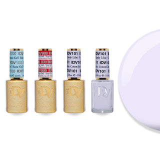 DND DV 101 Cotton Candy Lilac - #100 Base, #300 Top, Gel & Lacquer Combo