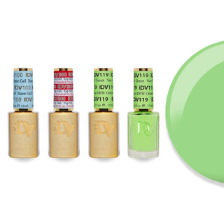 DND DV 119 Voo-Dew Green - #100 Base, #300 Top, Gel & Lacquer Combo