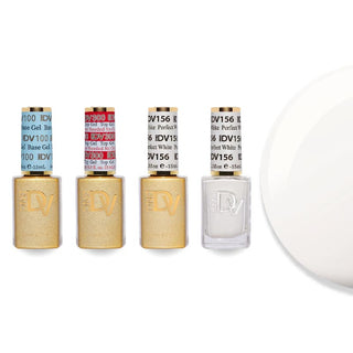 DND DV 156 Perfect White - #100 Base, #300 Top, Gel & Lacquer Combo