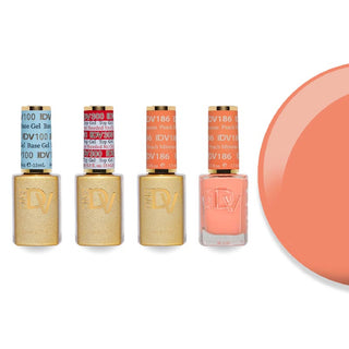 DND DV 186 Peach Mimosa - #100 Base, #300 Top, Gel & Lacquer Combo