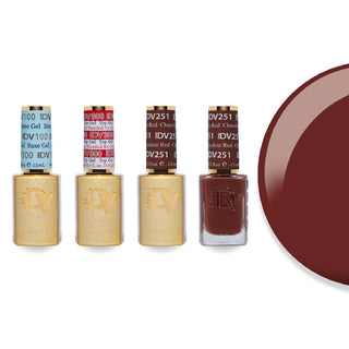 DND DV 251 Chocolate Red - #100 Base, #300 Top, Gel & Lacquer Combo