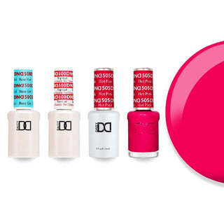 DND 505 Hot Pink - #500 Base, #600 Top, Gel & Lacquer Combo