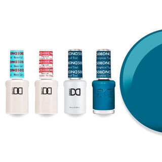 DND 508 Tropical Teal - #500 Base, #600 Top, Gel & Lacquer Combo