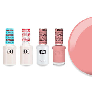 DND Gel & Lacquer Combo - Base Top Gel & 590 Rose Water