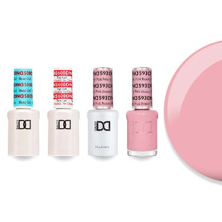 DND 593 Pink Beauty - #500 Base, #600 Top, Gel & Lacquer Combo