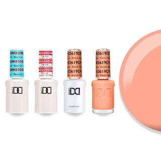 DND 619 Sweet Apricot - #500 Base, #600 Top, Gel & Lacquer Combo