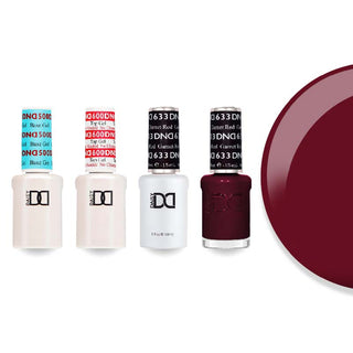 DND 633 Garnet Red - #500 Base, #600 Top, Gel & Lacquer Combo