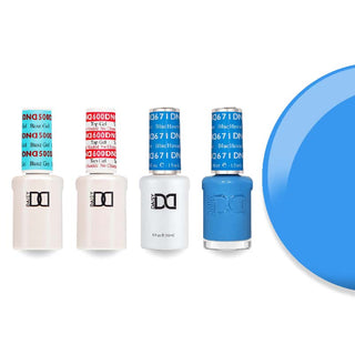 DND 671 Blue Hawaiian - #500 Base, #600 Top, Gel & Lacquer Combo
