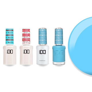 DND 673 Summer Sky - #500 Base, #600 Top, Gel & Lacquer Combo